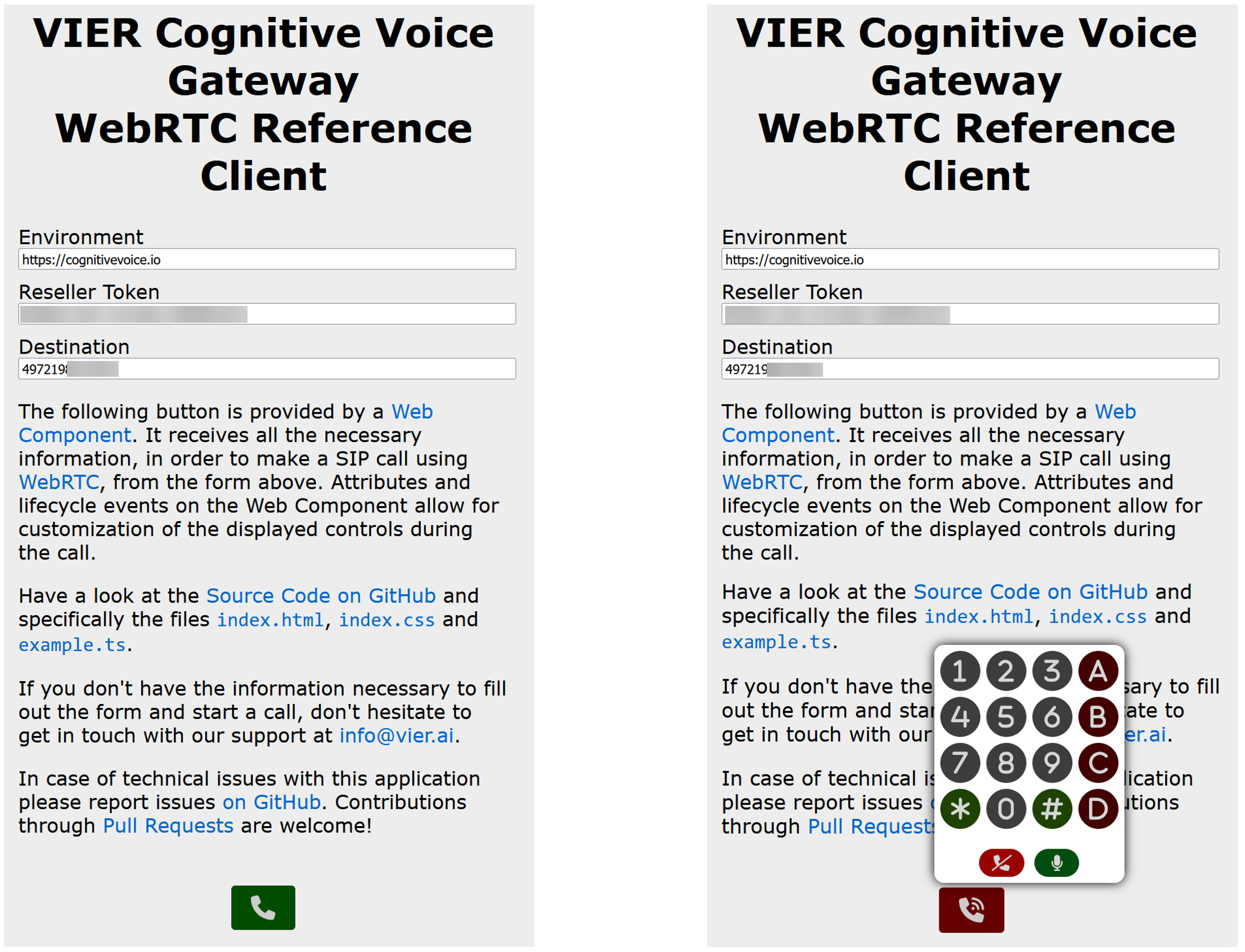 VIER WebRTC reference client for CVG