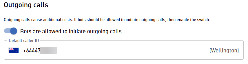 default caller ID set in project configuration