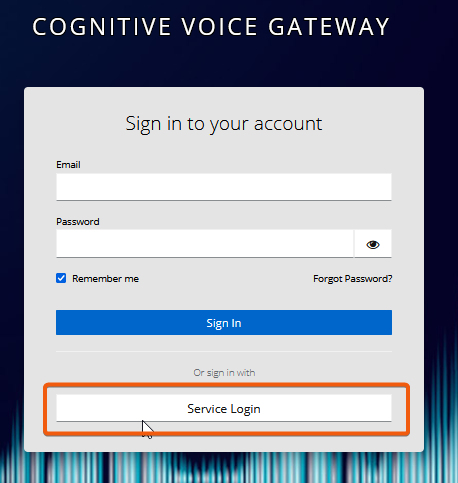 Login CVG with your Service Login User