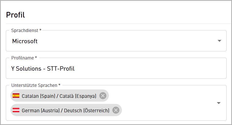 Sprachdienst-Profile - Speech-to-Text-Profil