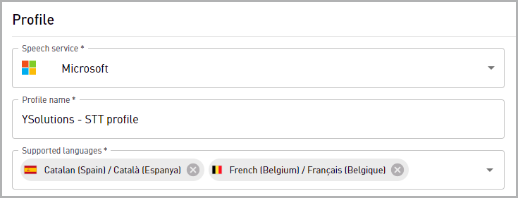 Speech service profiles - speech-to-text profile 